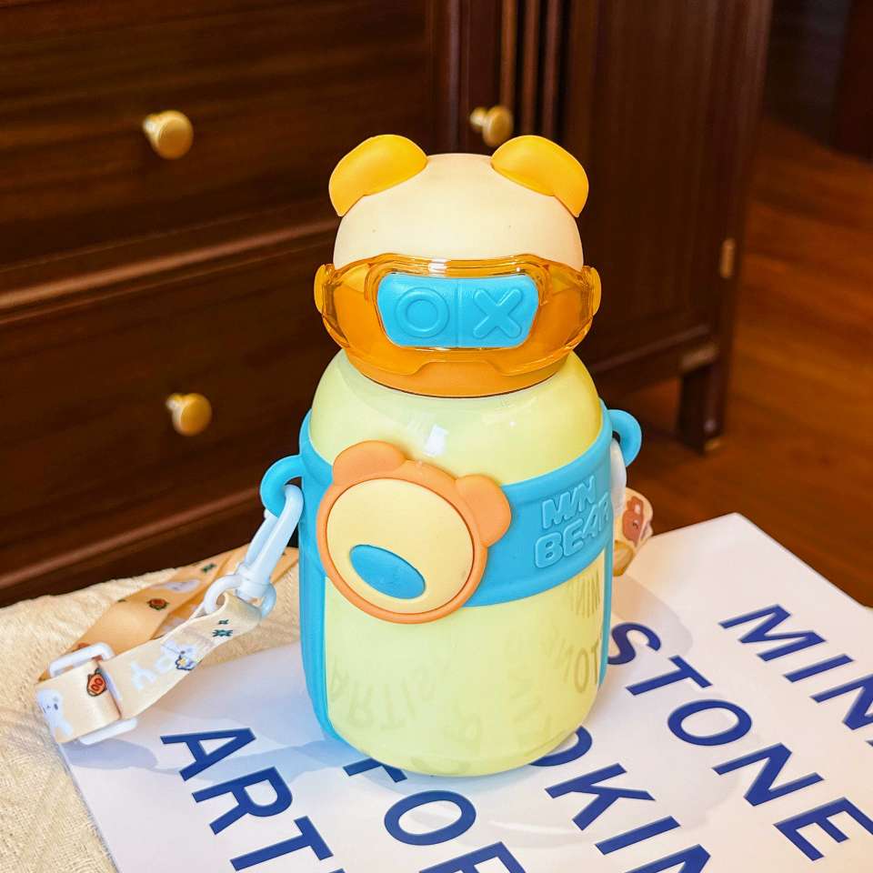 A32-AX-2380 Little Bear High Appearance Level Insulated Cup Children's Straw Cup Thickened slanted Cross stainless Steel Water cup detail image 14