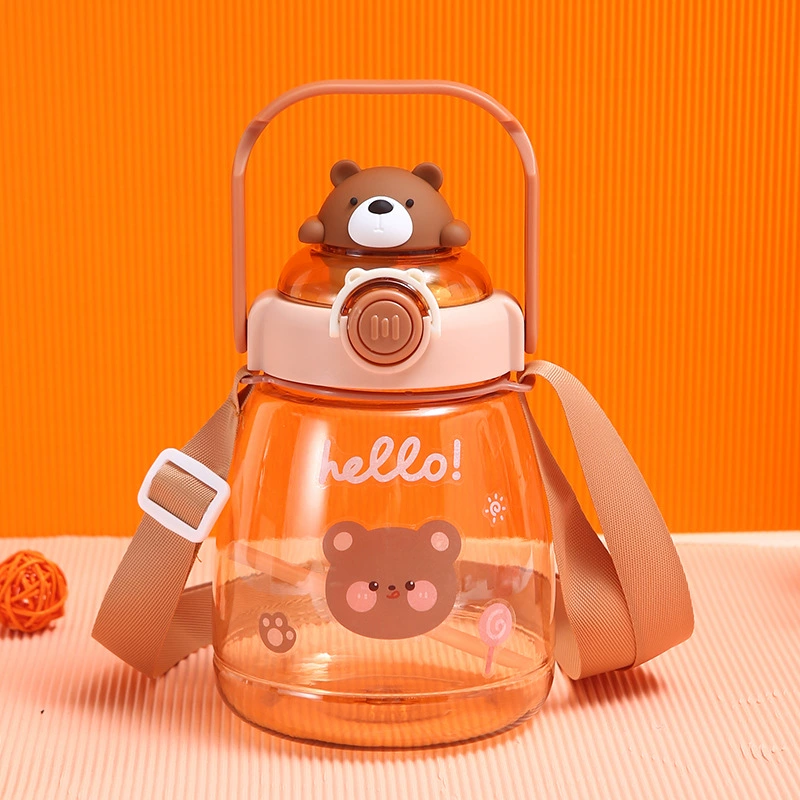 A32-AX-2122卡通小熊塑料杯儿童户外运动水壶弹跳吸管大肚杯详情图6