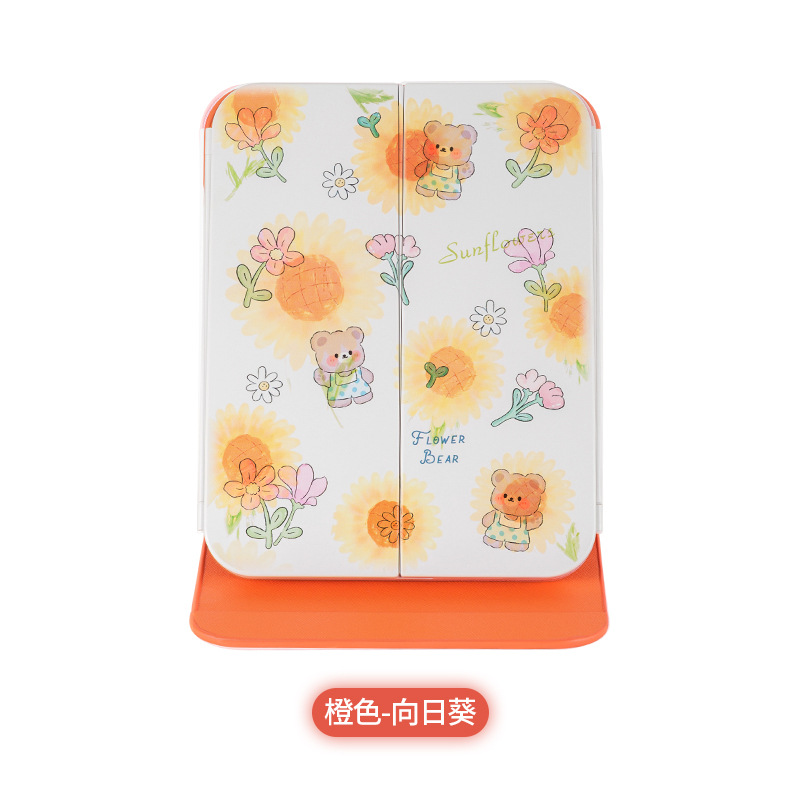 L73-LD-S5021化妆镜带灯梳妆便携化妆镜皮制双门折叠led镜子