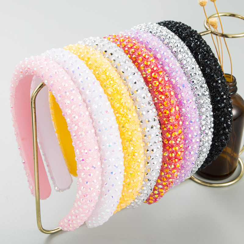 Purple rhinestone headband, Korean version of Instagram cross-border colorful rhinestone full drill bit headband, the same as the trendy Internet celebrity's super dazzling and elegant headwear details Picture