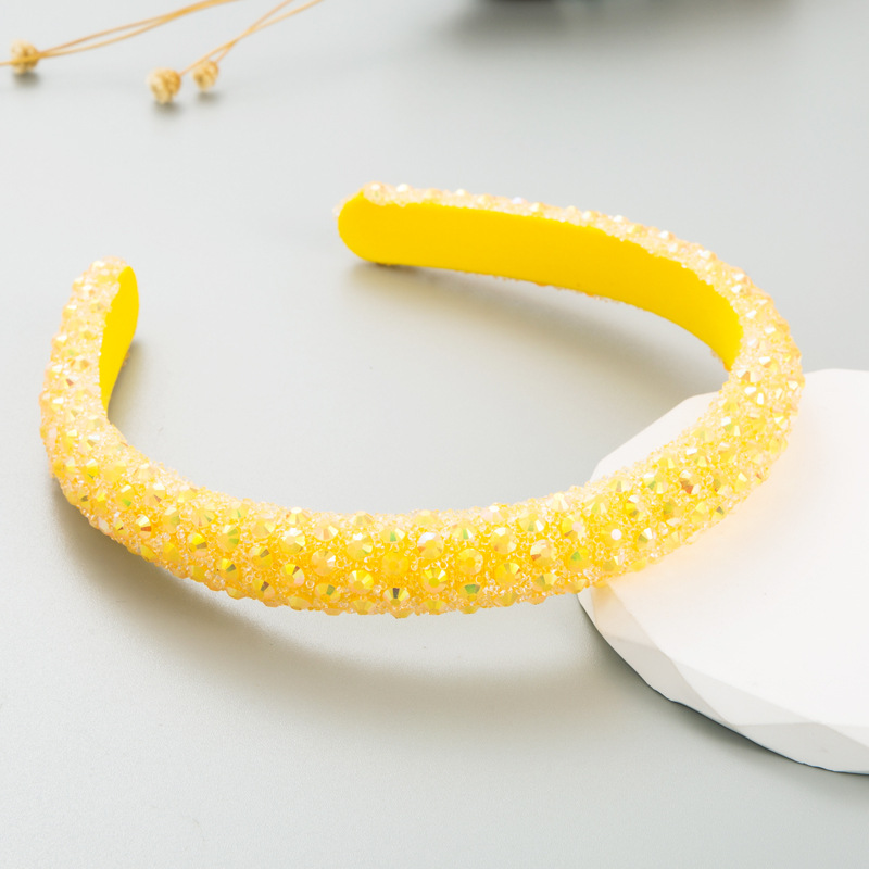Yellow rhinestone headband, Korean version of Instagram cross-border colorful rhinestone full drill bit headband, the same trendy and stylish headwear as Internet celebrities Application Scenario