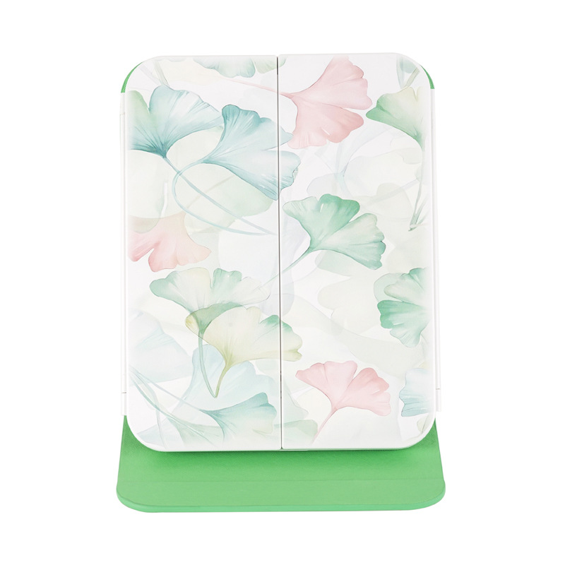 L73-LD-S5021 مرآة مكياج محمولة مع مرآة LED قابلة للطي بباب مزدوج من الجلد 5