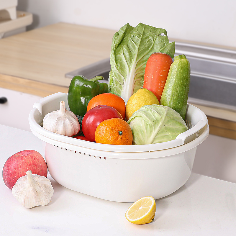 sanada日本进口多用途水果盆加厚大号 5.3L蔬菜水果可组合收纳篮详情图3