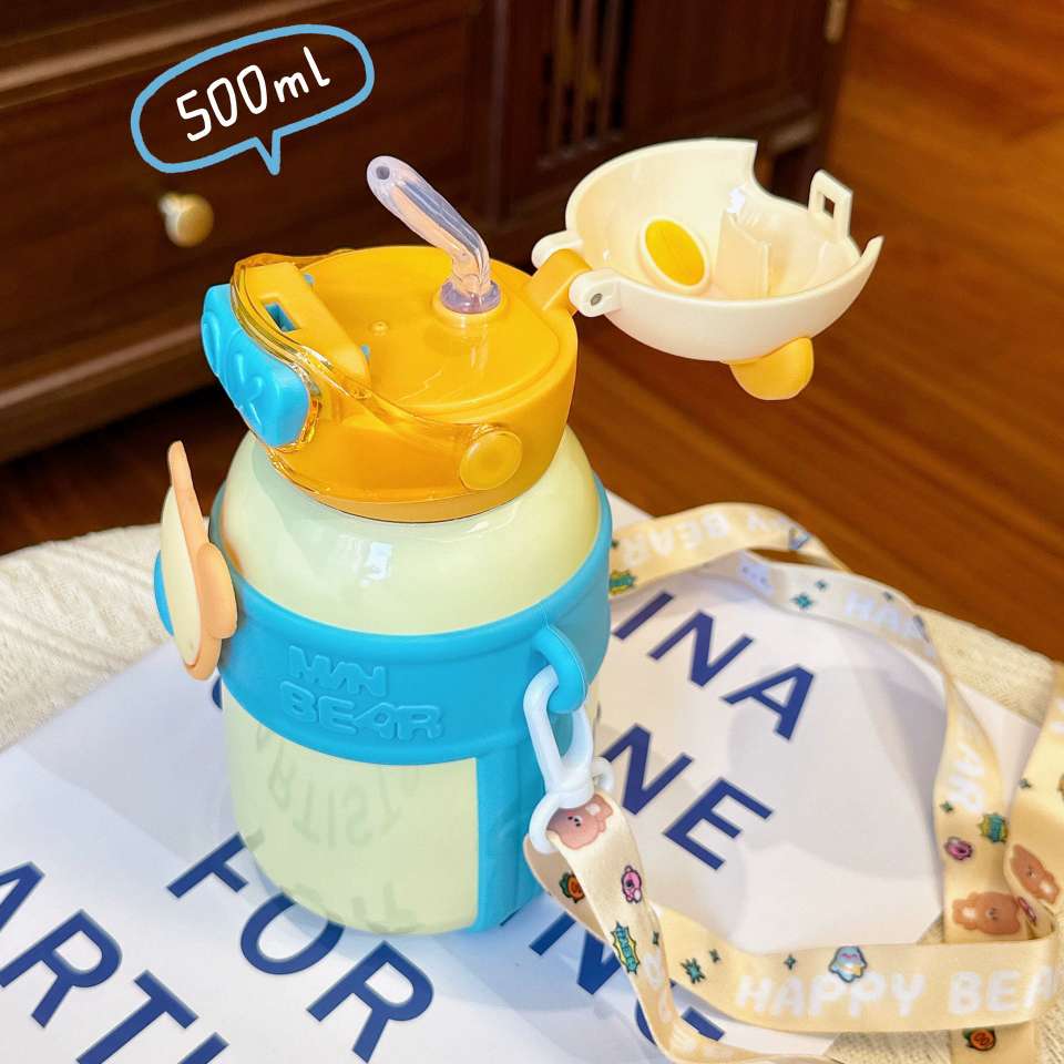 A32-AX-2380 Little Bear High Appearance Level Insulated Cup Children's Straw Cup Thickened slanted Cross stainless Steel Water cup detail image 15