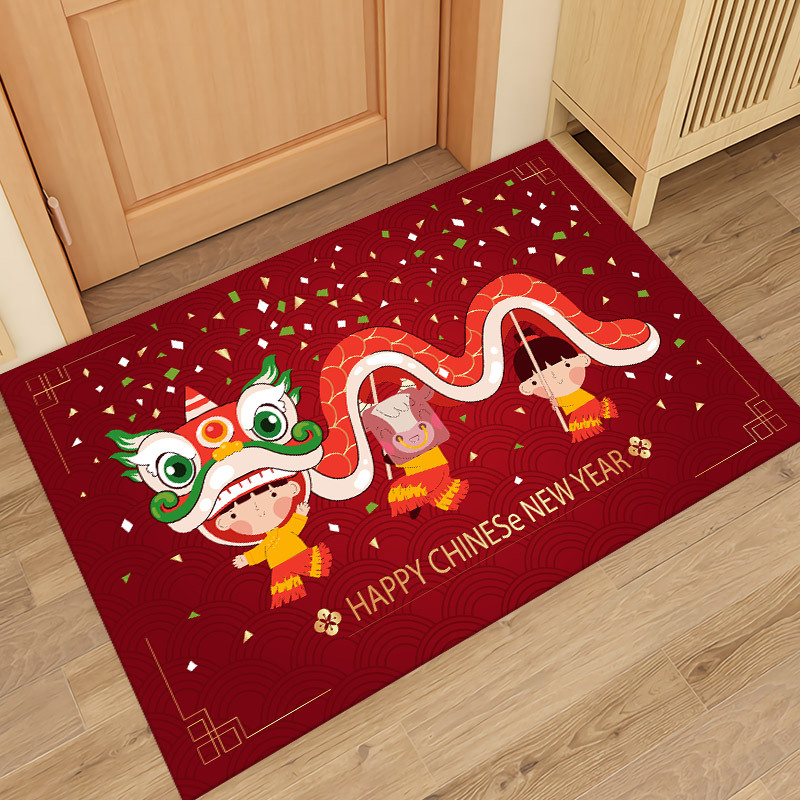 Thousands Of Red Dragon Year Mat Home Bedroom Study Entrance Door Entry Mat Festive Entry Crystal Velvet Carpet Specification drawing