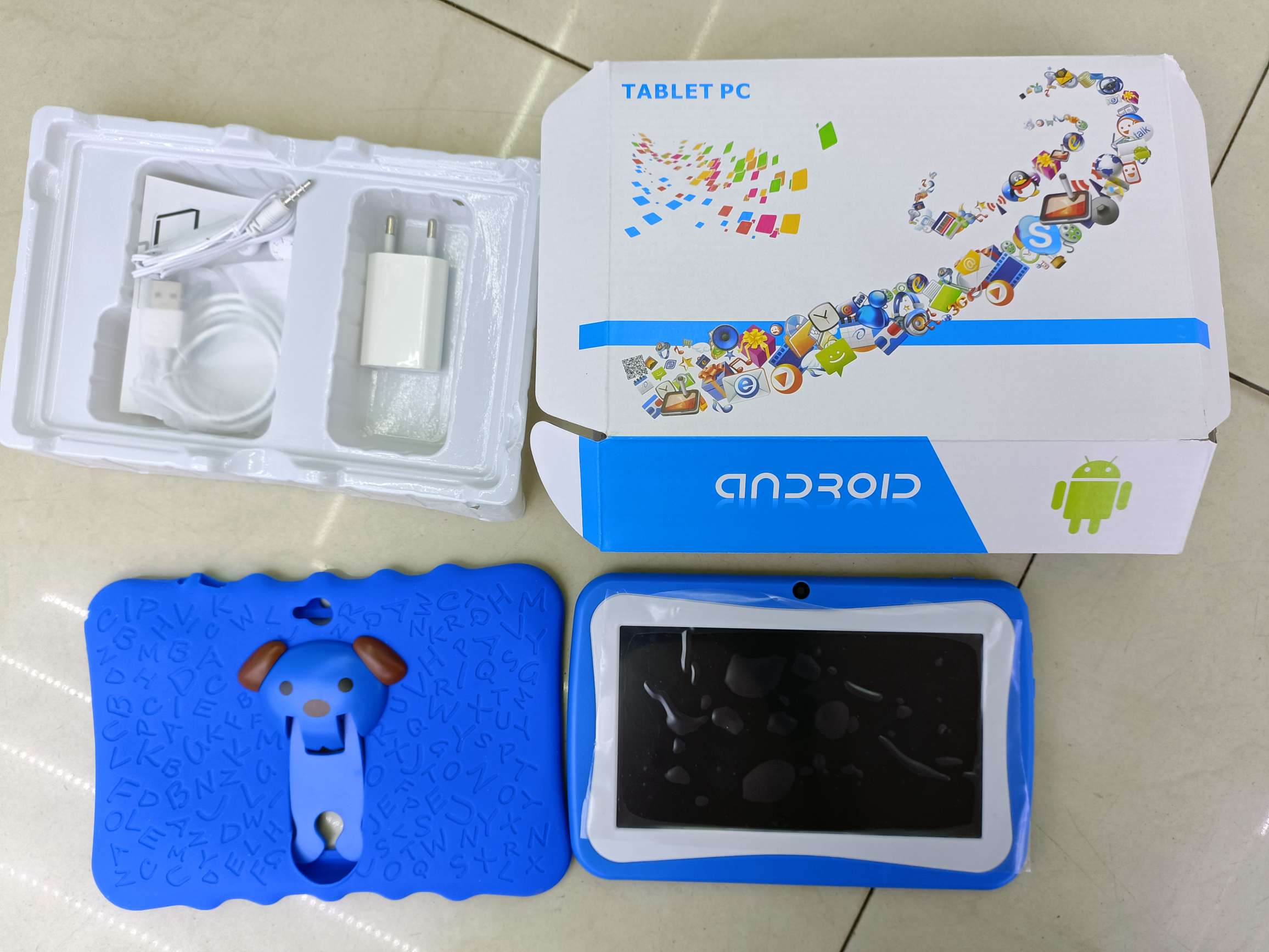 Children's tablet seven-inch WiFi version with dog's head tablet cover stand Tablet with protective cover