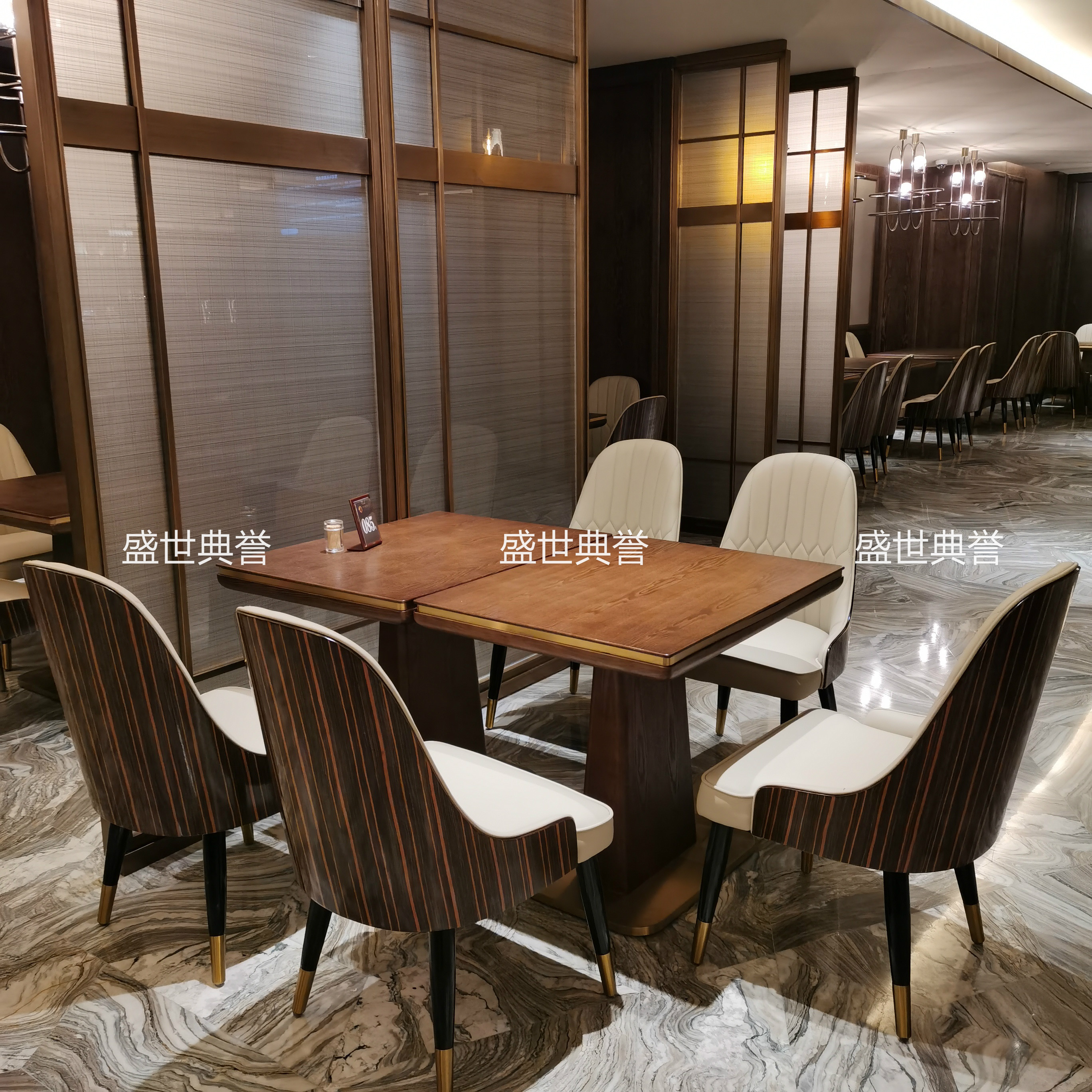 上海度假酒店西餐桌椅海鲜餐厅轻奢实木椅饭店自助餐厅实木餐桌椅详情图4