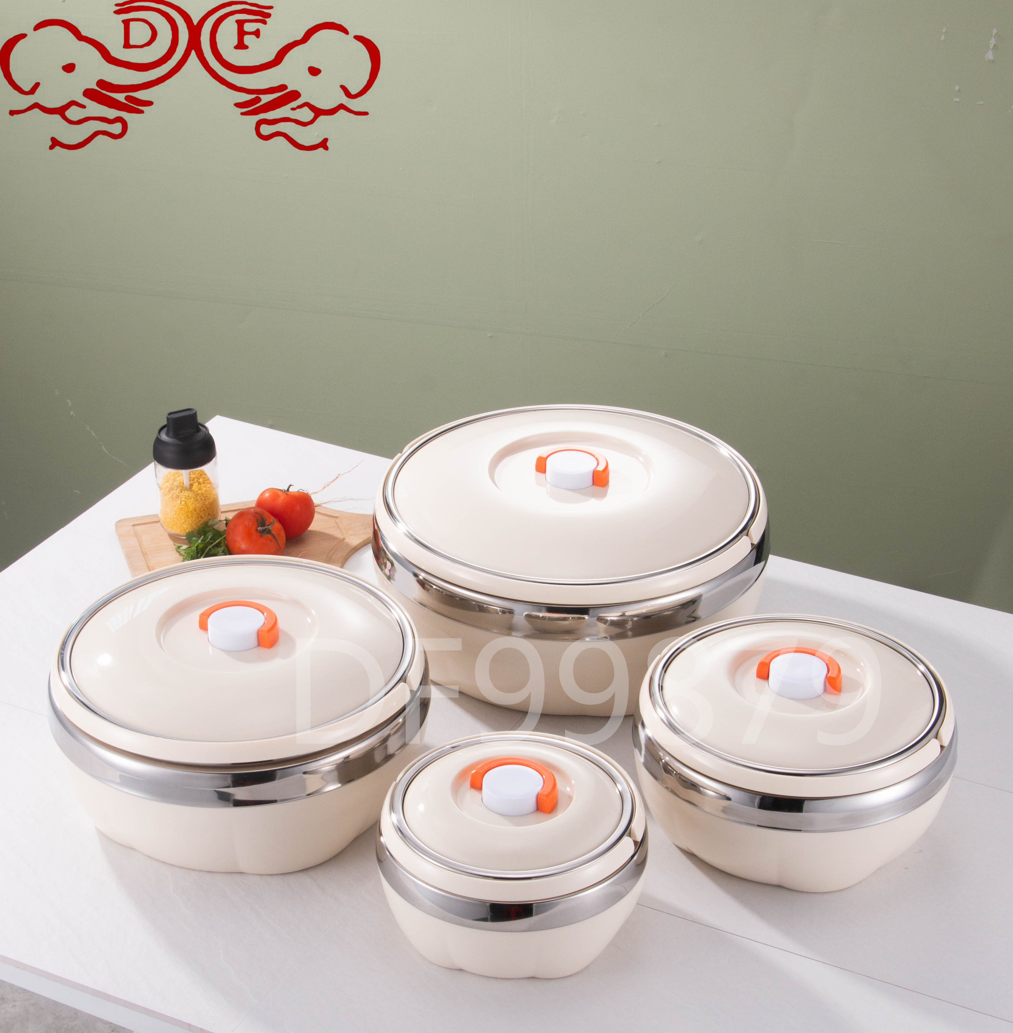DF99879 Pumpkin insulated Lunch box with handle, pot, round rice bucket, cross-border set pot, African and Middle East kitchen and hotel supplies, DF tradinghouse Specification image