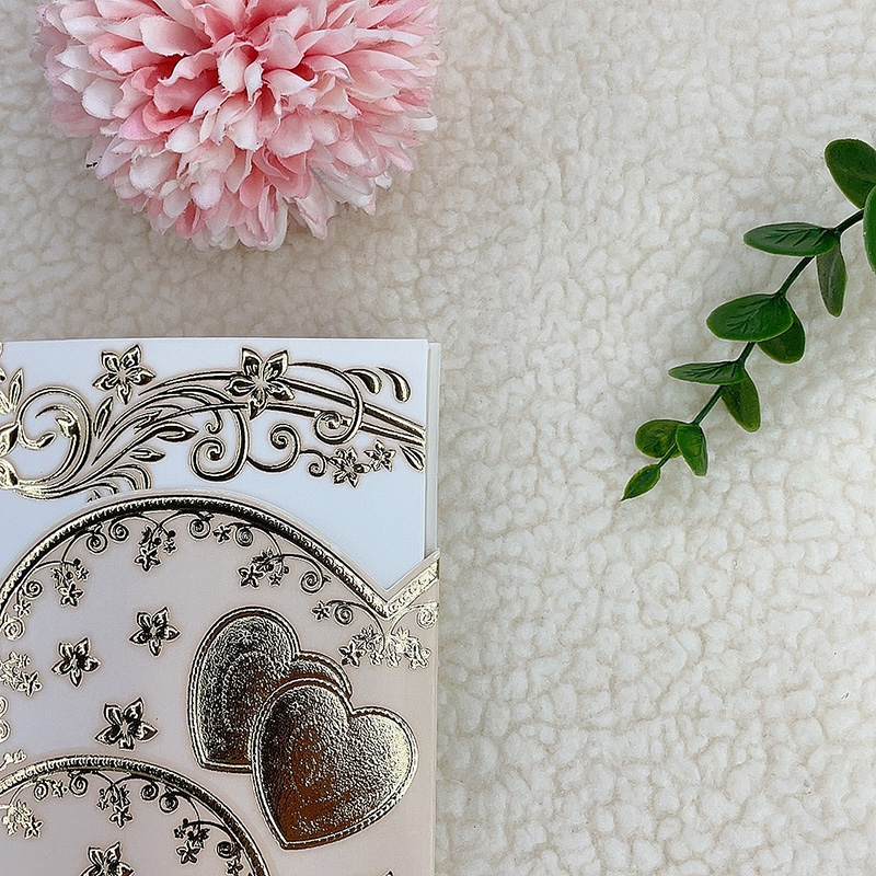 2023 New Spot African Central And Eastern European Style Elegant Stamping Relief Love Long Wedding Invitation Thank You Invitation Card Manufacturers Direct Sales details Picture