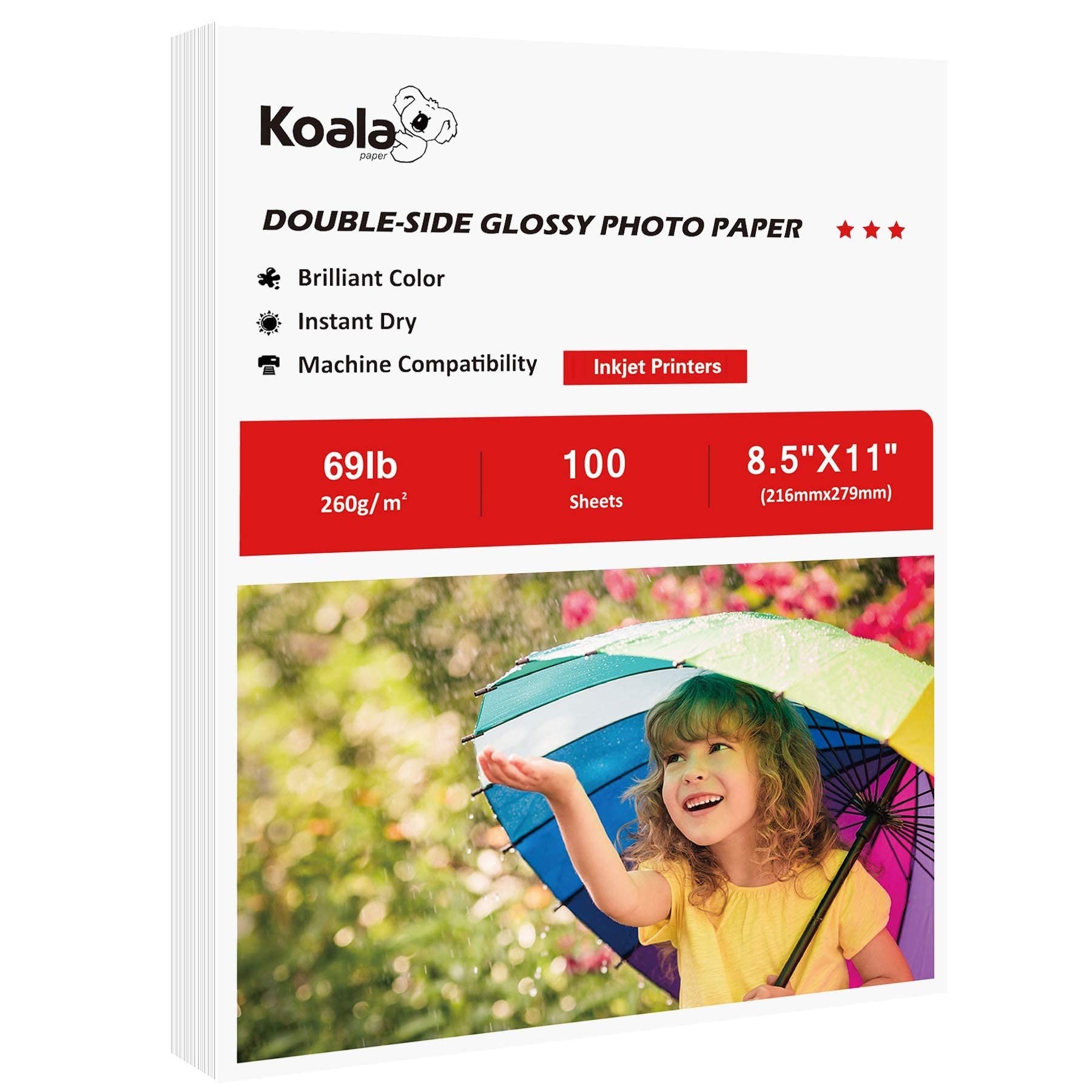 koala high-gloss double-sided photo paper, American standard 8.5*11, photo paper 216*279mm, photo paper 260 grams, photo paper, photo paper, double-sided coated paper