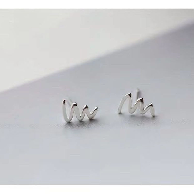 All 925 silver Korean-style graffiti stud earrings details Picture