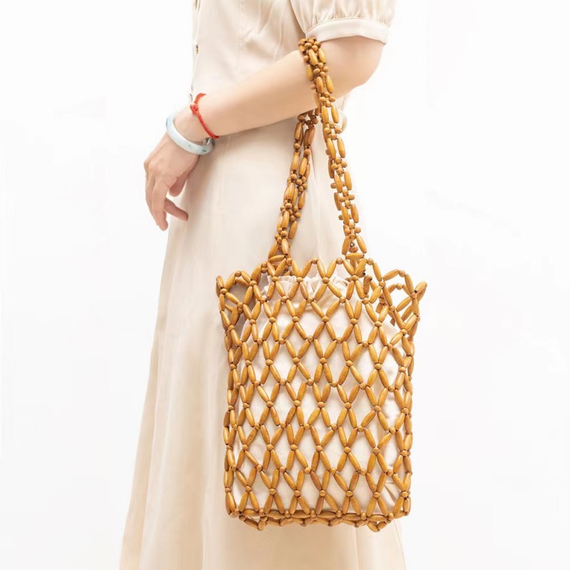 Variable Bag Wooden Beaded Bag Beaded Women's Bag Single Shoulder Crossbody Bag Women's Bag Cross-Border Products Hand-Woven Spot Supply