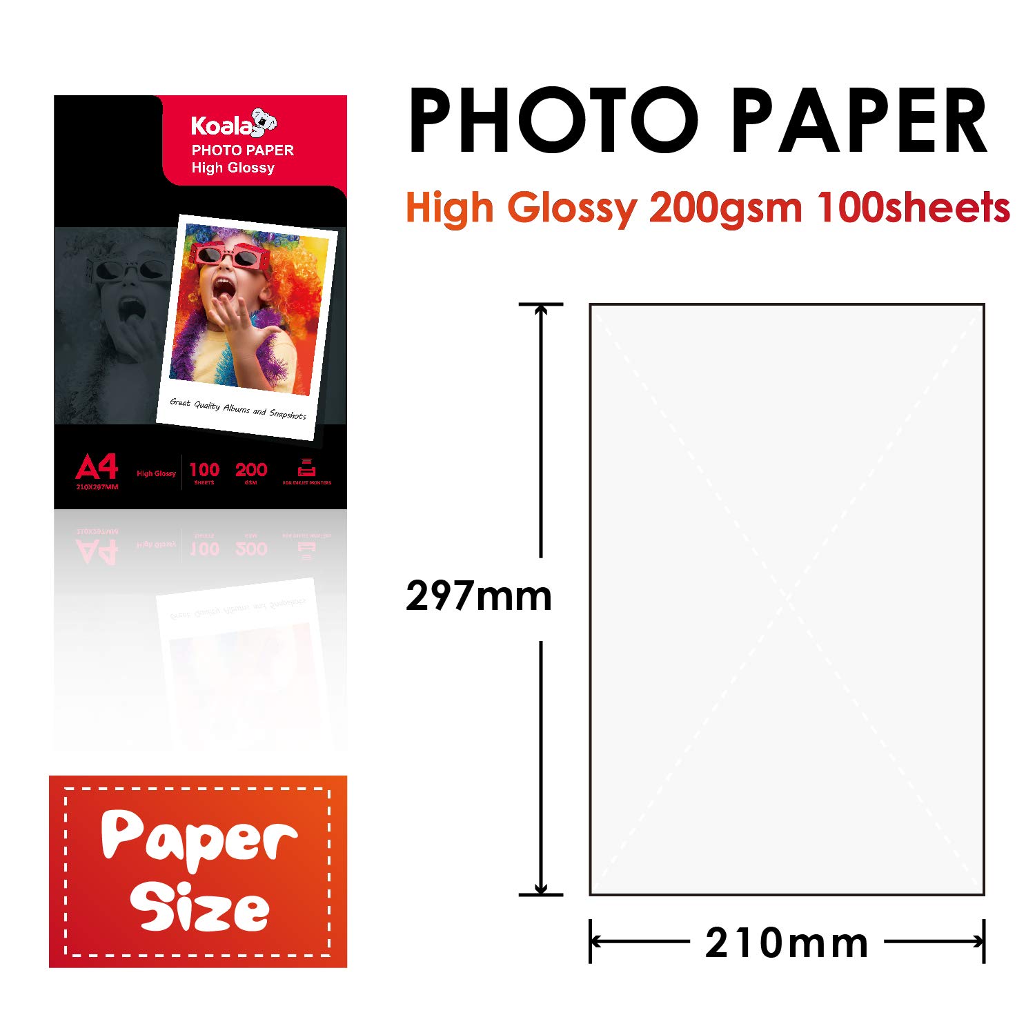 koala papel fotográfico de alta calidad 200 g papel fotográfico A4 papel de imagen papel fotográfico 100 papel fotográfico de alta calidad papel fotográfico brillante papel fotográfico brillante details Picture