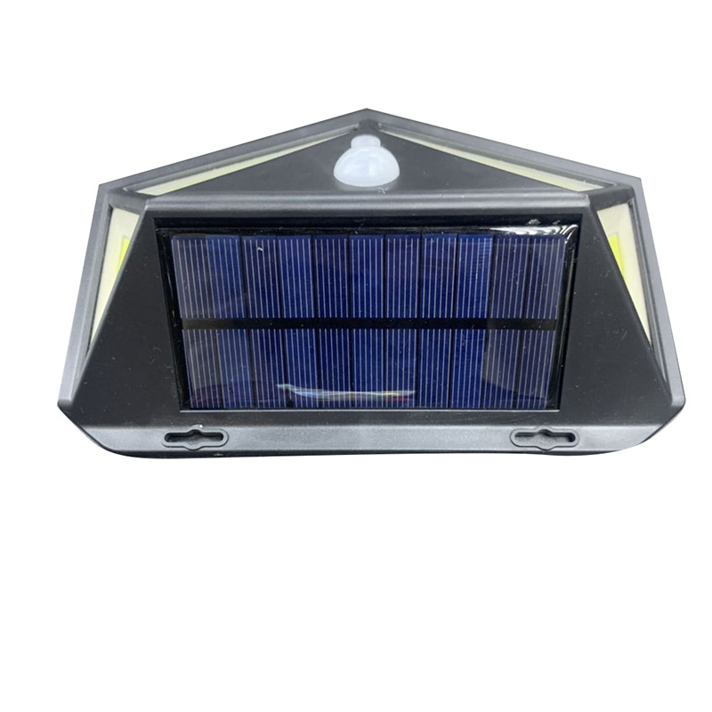 New Cob Solar Wall Light Four Side Light Human Body Induction Light Outdoor Wall Light Energy-Saving Garden Light Street Light Specification drawing