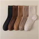 新款保暖双针袜子女中筒袜纯色女袜秋冬季男女高品质羊毛袜