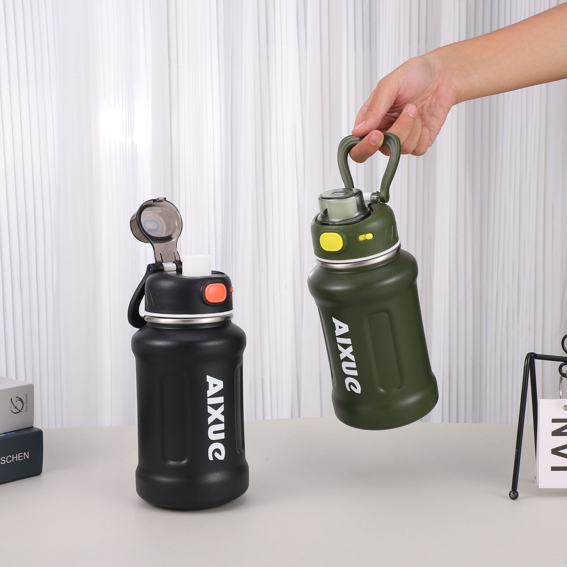 A32-AX-2382 large-capacity stainless steel insulated cup, high appearance level sports water bottle, straw insulated pot, ton ton bucket, student and office insulated cup, high appearance level large-belted cup, festival gift water cup detail image 3
