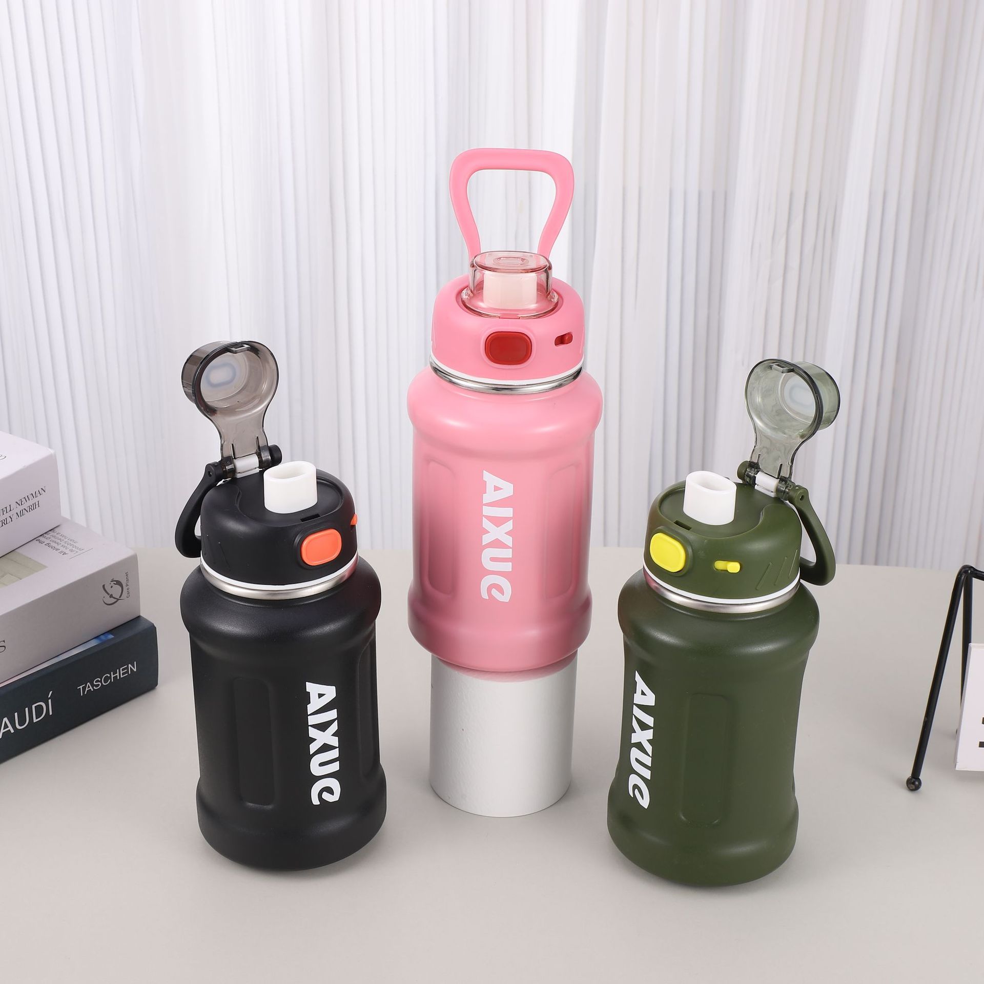 A32-AX-2382 large-capacity stainless steel insulated cup, high appearance level sports water bottle, straw insulated pot, ton ton bucket, student and office insulated cup, high appearance level large-belted cup, festival gift water cup detail image 2
