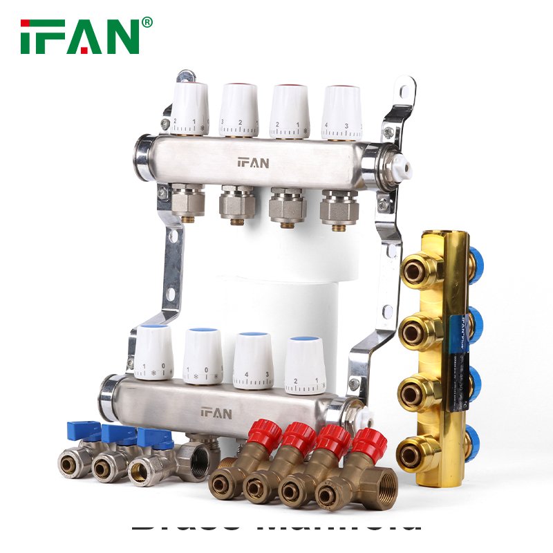 IFAN 地暖分集水器 带流量计套装 家用智能恒温全铜地热大流量 分集水器图