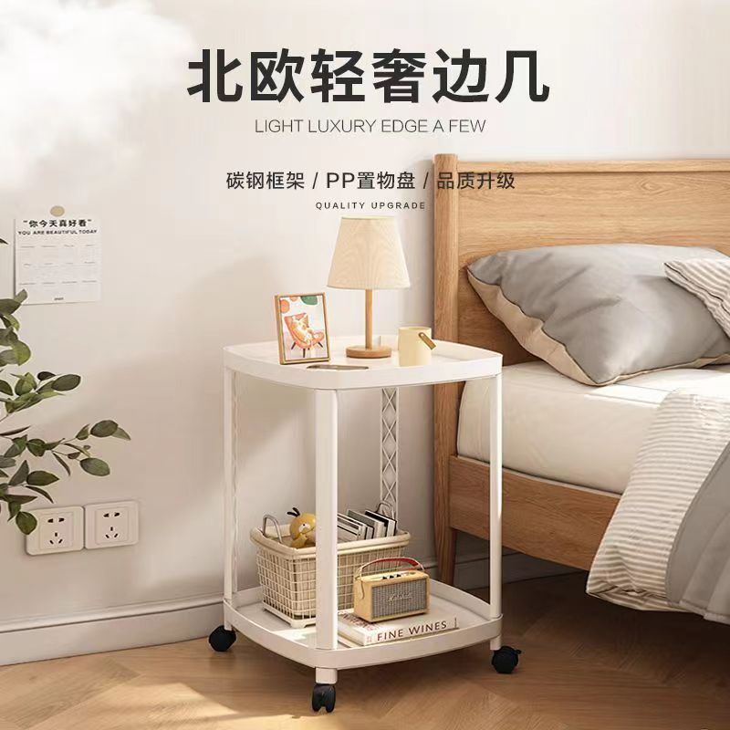 A small bedside table, a Nordic floor-standing coffee table, a simple and movable living room sofa side table, and a study storage rack pic 3