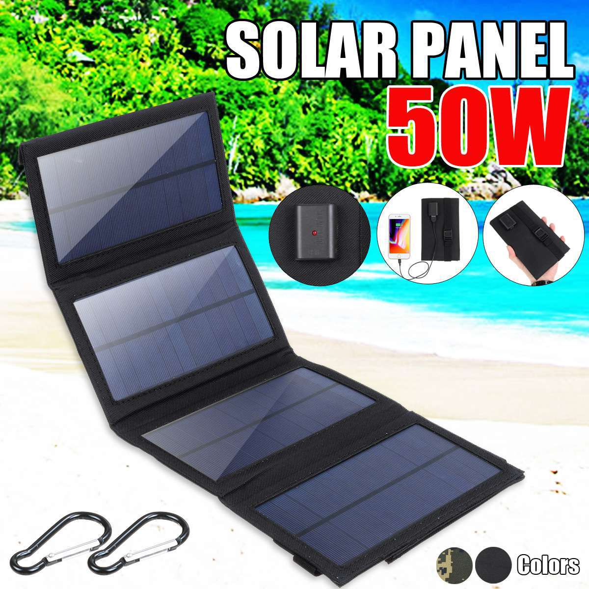 20W太阳能折叠包USBSolar Panel Folding便携光伏组件10W太阳能板详情图3