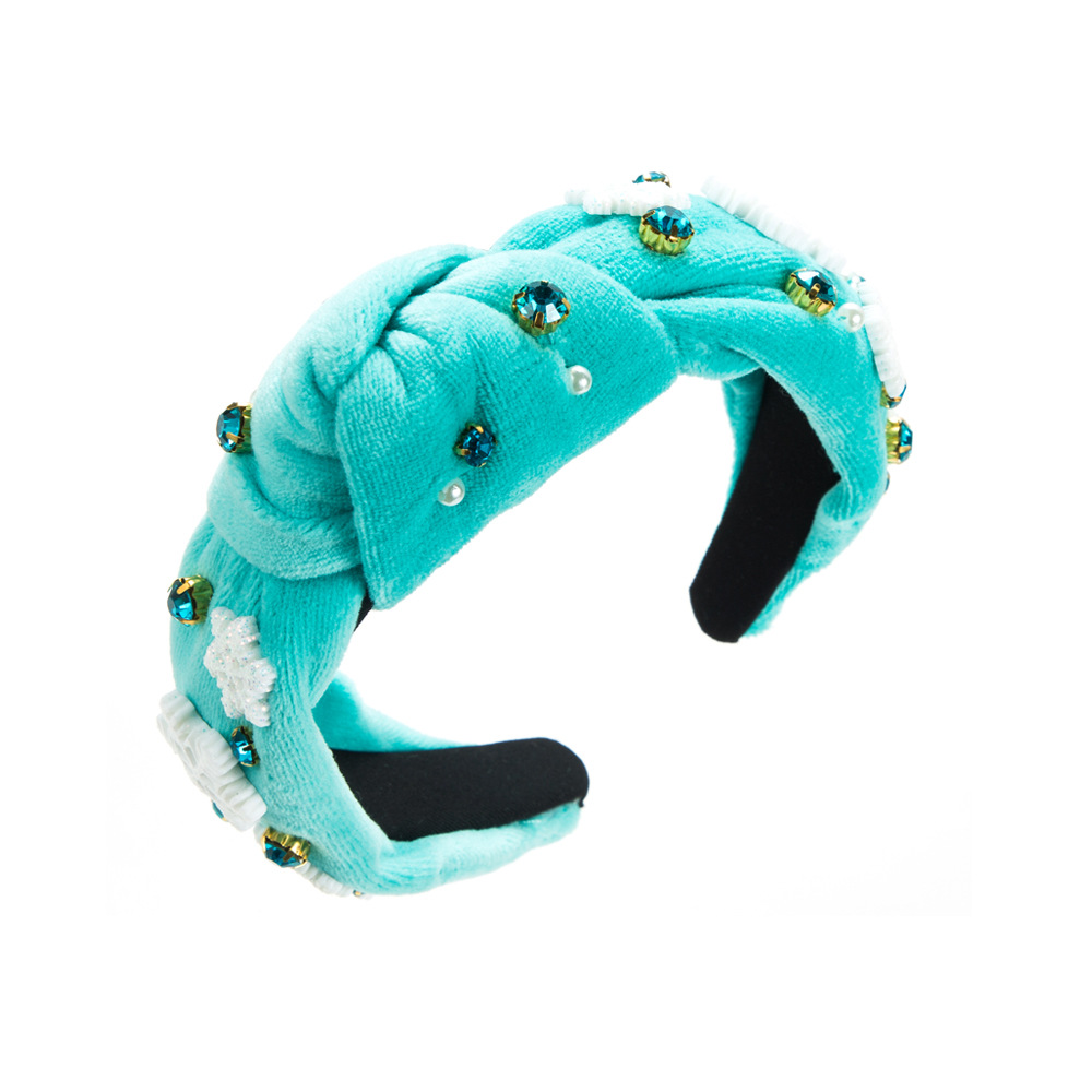 Blue autumn and winter new personalized candy accessory headband, Santa Claus for women, snowflake festival headband, high-quality velvet hair accessory