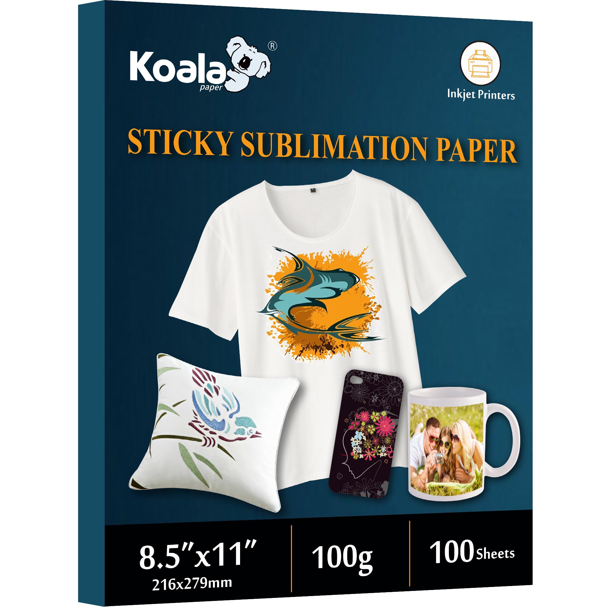 koala Sticky sublimation paper 100g thermal transfer paper 8.5*11 Thermal transfer Polyester chemical fiber canvas ceramic mug Thermal sublimation paper transfer paper Thermal transfer consumables Thermal transfer printing