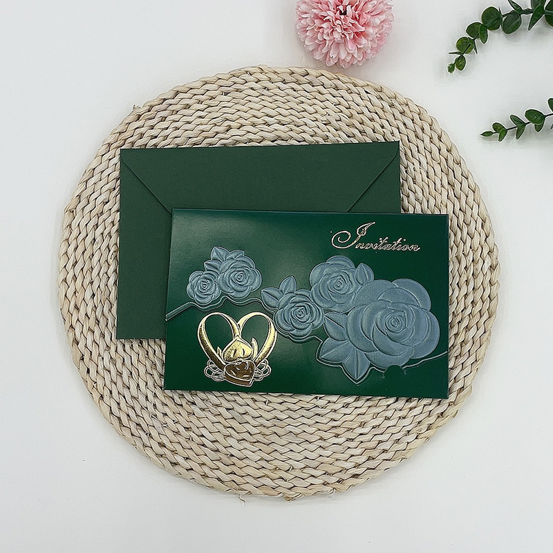 New styles of 2023 factory direct sales, custom-made in stock, candy-colored African and Middle Eastern wedding rings, gilded flower relief three-dimensional, 30% off, wedding invitations, thank-you invitations, greeting cards, invitations with envelopes, wholesale Specification image
