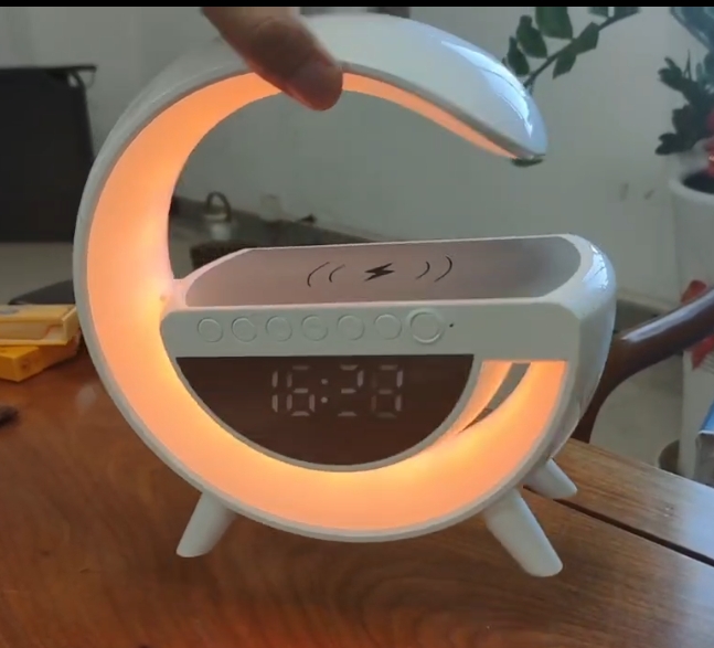 New wireless charging speaker, wireless Bluetooth speaker, clock, alarm clock, colorful desk lamp, TF card, FM detail image 5