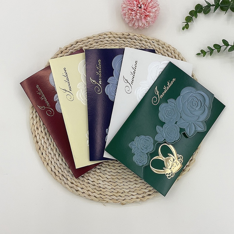 New styles of 2023 factory direct sales, custom-made in stock, candy-colored African and Middle Eastern wedding rings, gilded flower relief three-dimensional, 30% off, wedding invitations, thank-you invitations, greeting cards, invitations with envelopes, wholesale