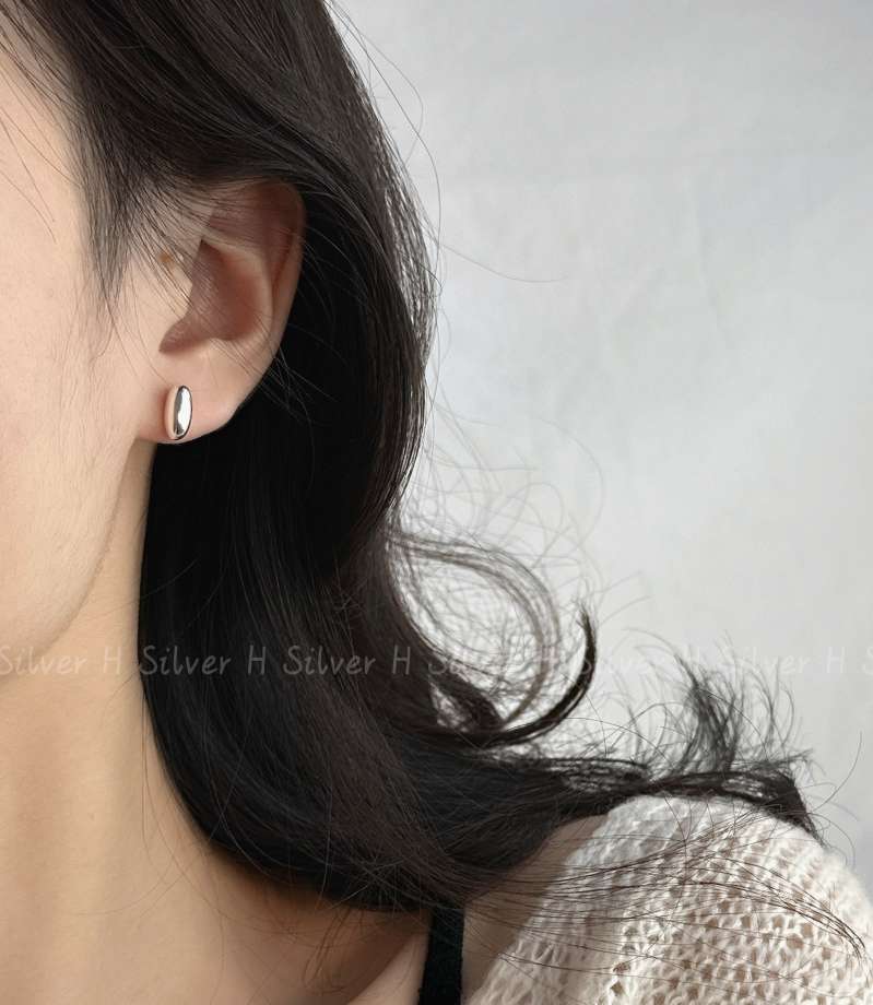 思兰银饰925银耳饰时尚百搭耳环韩版情侣款豆豆耳环详情图5