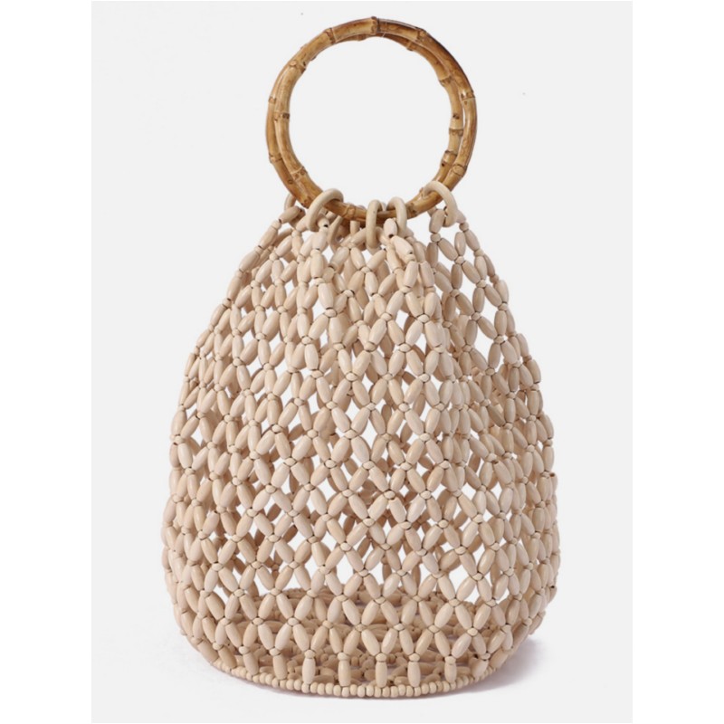 Portable Female Bag Wooden Bead Bag Coconut Shell Bag Small Cylinder Portable Change Female Bag National Style Characteristics Female Bag Beaded Bag Support Custom Cross-Border Item Picture