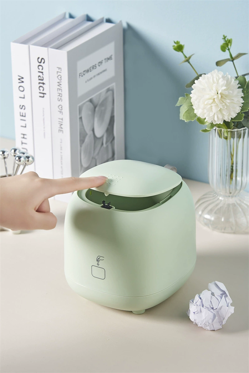W52-JKC-5777 Desktop trash can, creative press-flip lid paper basket, cute mini trash can storage bucket detail image 9