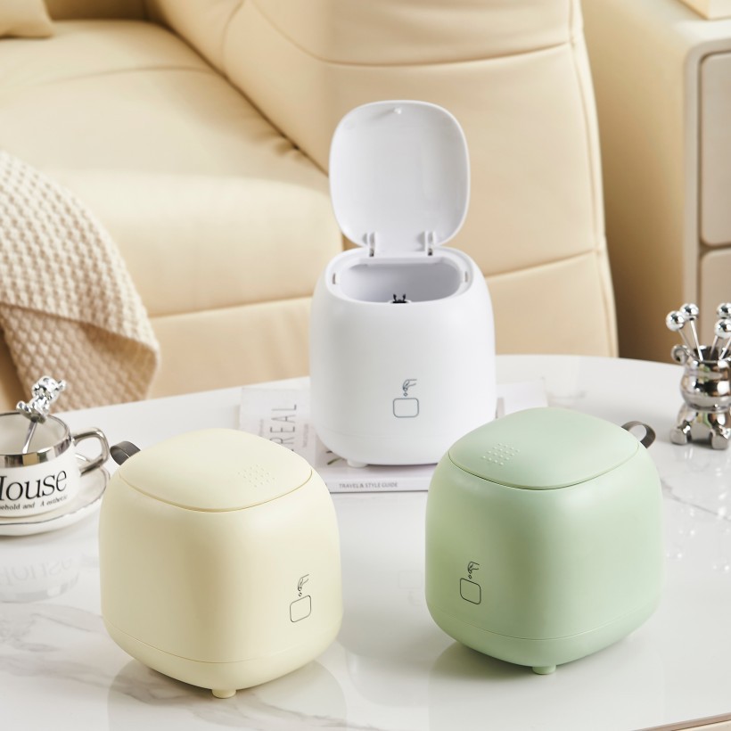 W52-JKC-5777 Desktop trash can, creative press-flip lid paper basket, cute mini trash can storage bucket details Picture