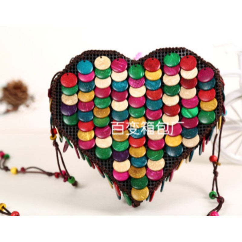 Variety Bag Factory Color Coconut Shell Bag Love Female Bag Crossbody National Wind Bag Scenic Area Female Bag Cross-Border New Female Bag Specification drawing