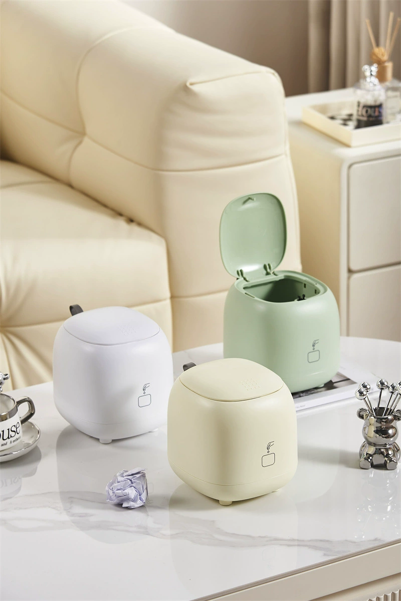 W52-JKC-5777 Desktop trash can, creative press-flip lid paper basket, cute mini trash can storage bucket detail image 3