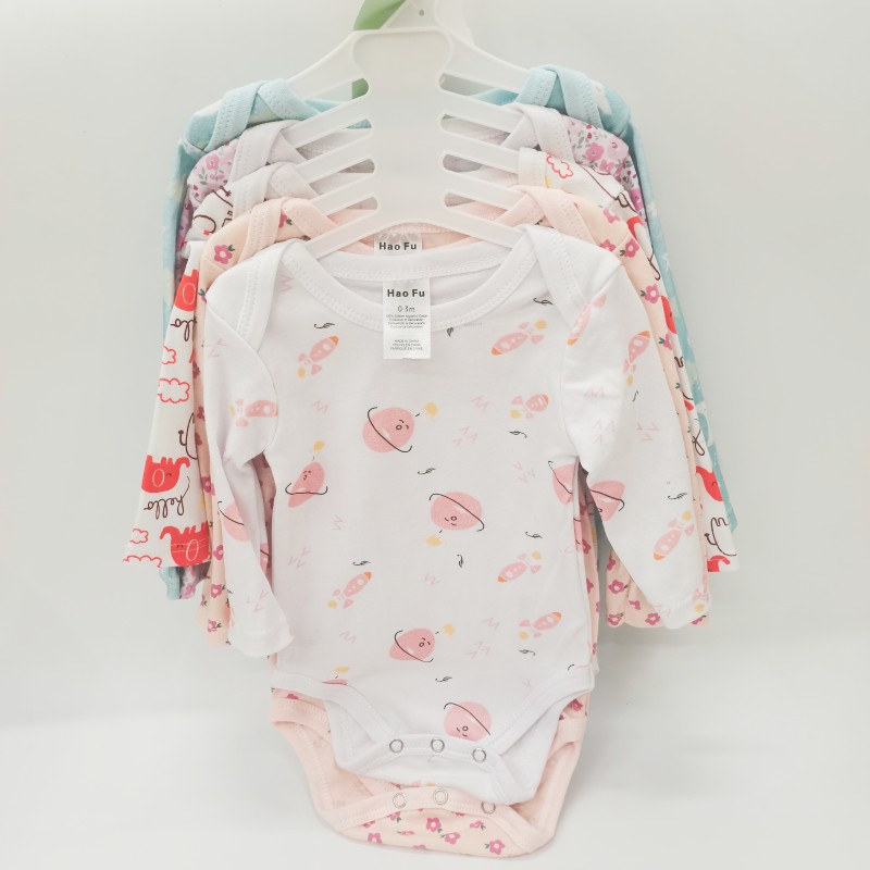 婴幼儿新款长袖爬服哈衣男女款宝宝棉质舒适春秋款连体衣四季寝居儿童套装连体