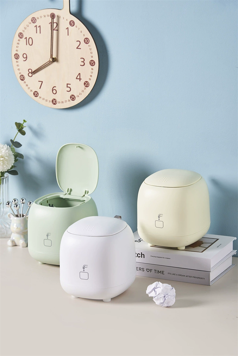 W52-JKC-5777 Desktop trash can, creative press-flip lid paper basket, cute mini trash can storage bucket detail image 5