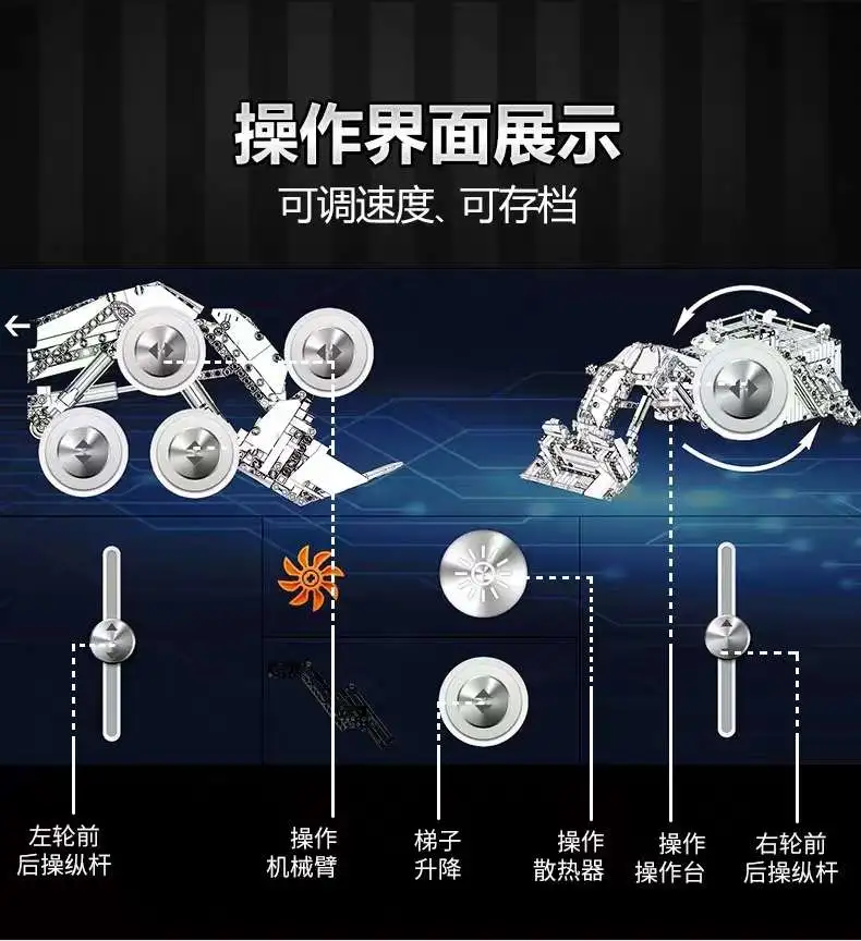 Yuxing Model Wang Libo Kaier remote control excavator high-difficulty assembly building block model mechanical engineering Vehicle 13130 detail image 4