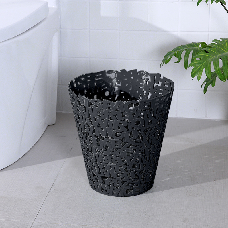 B39-DRC-0520 hollowed-out letter trash can without lid, European and American style kitchen and living room plastic trash can and wastebasket details Picture