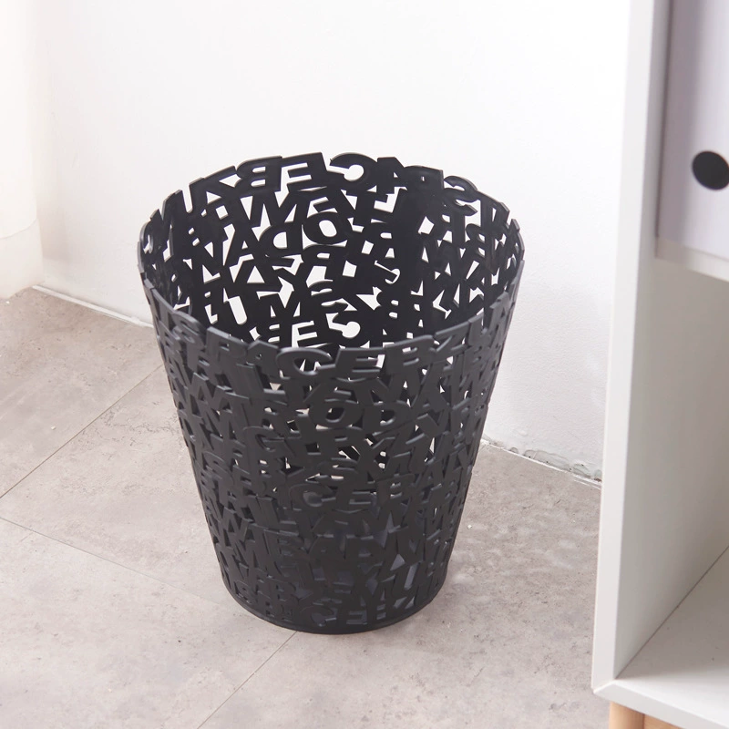 B39-DRC-0520 hollowed-out letter trash can without lid, European and American style kitchen and living room plastic trash can and wastebasket detail image 10