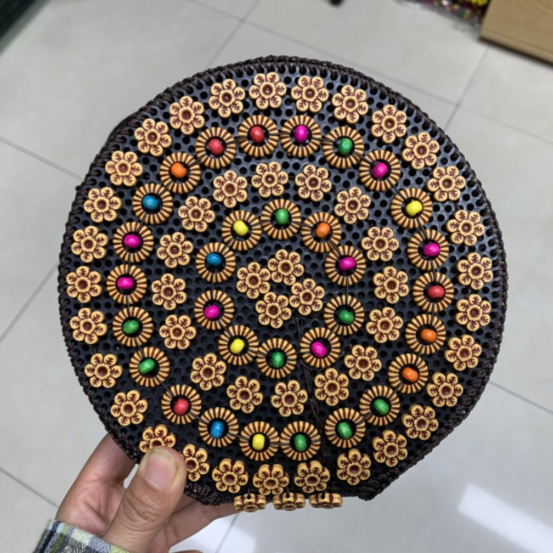 Large Round Bag Double Round Bag For Women Coconut Shell Bag Handmade Beaded Crossbody Bag For Women Cross-Border Bag New