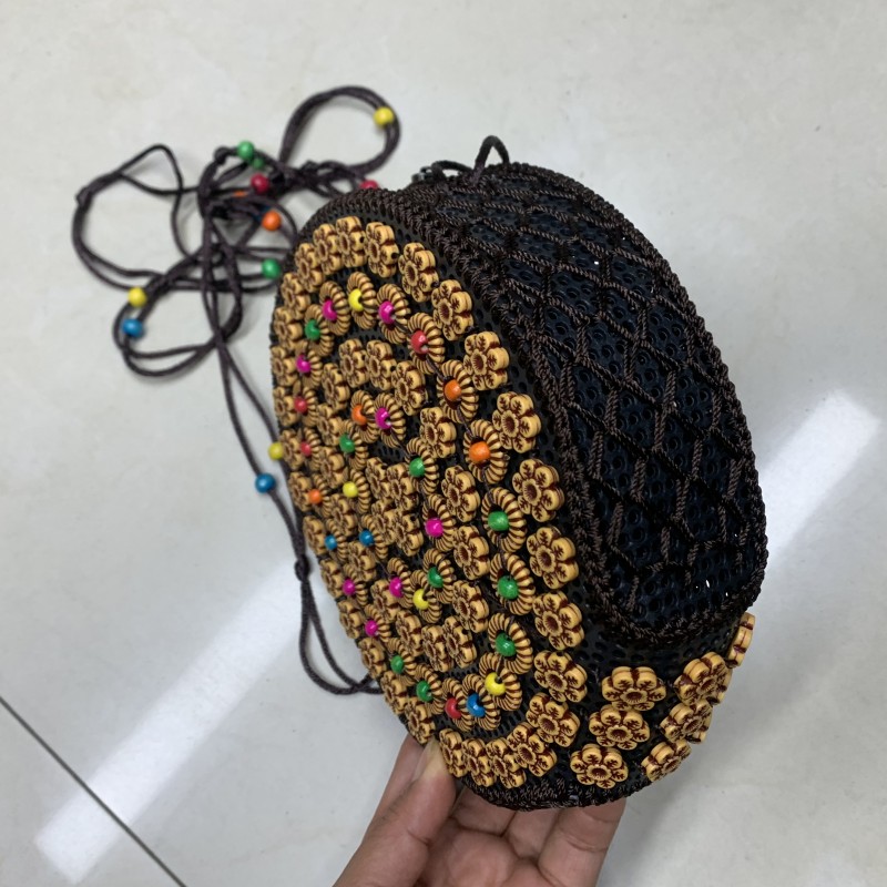 Large Round Bag Double Round Bag For Women Coconut Shell Bag Handmade Beaded Crossbody Bag For Women Cross-Border Bag New Application Scenario