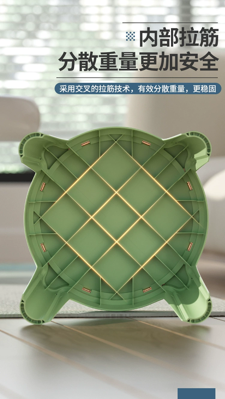 J35-320A金边萌萌皮纹椅家用小矮凳卫浴塑料踩脚凳创意圆形凳子详情图8