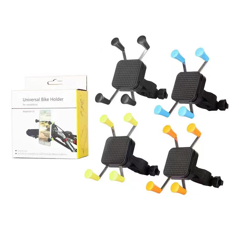 CH-02 Leather four-pronged bicycle phone stand, X-type bicycle phone stand, metal UPS navigation seat, motorcycle mountain biker stand Item Picture