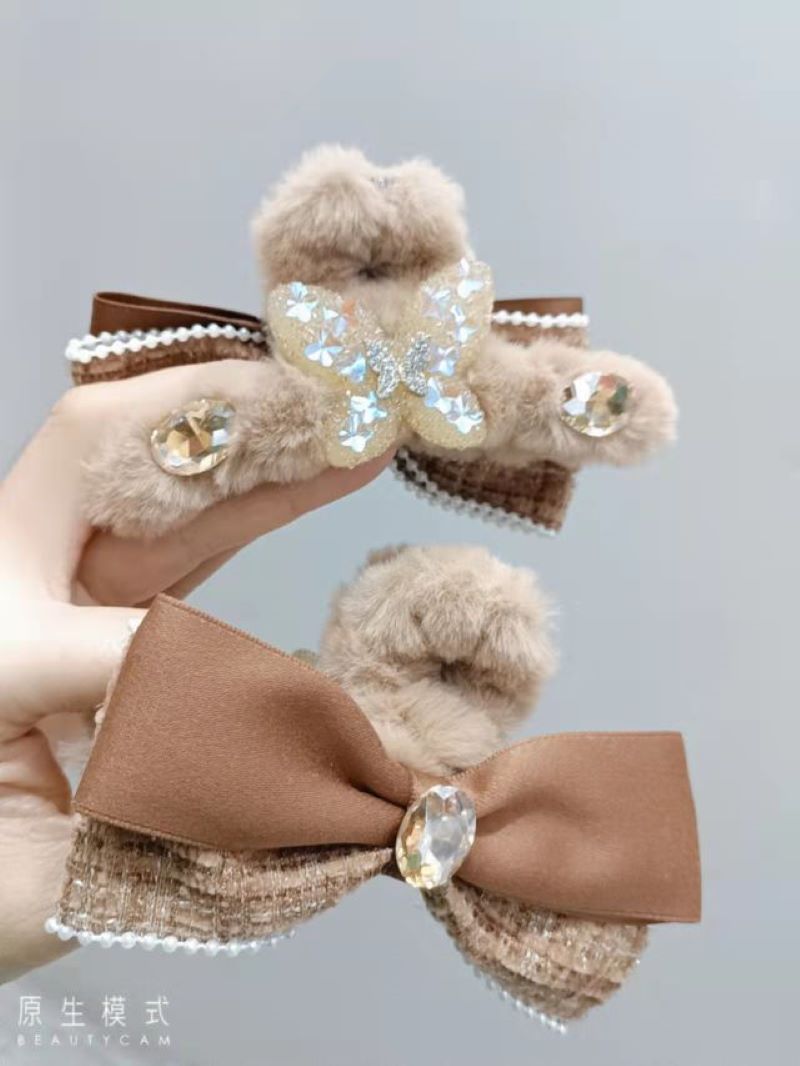 Net Red 2022 New Hair Clip Cartoon Mouth Clip Ins Small Fragrance Edge Clip Bangs Clip Sen Leather Hair Clip Series 105 Rainbow Specification drawing