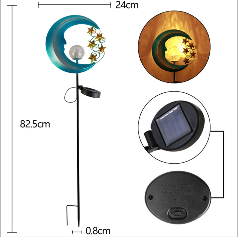 太阳能月亮灯铁皮月亮灯LED草坪灯太阳能星星灯庭院灯户外铁艺灯详情3