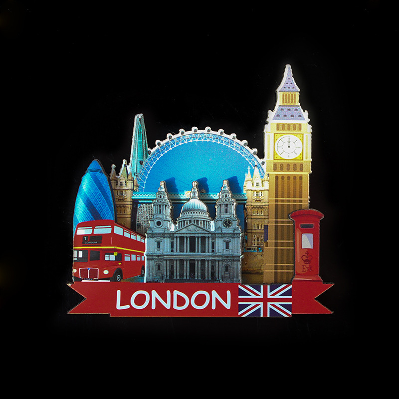 Fabricante en stock venta directa reino unido londres madera refrigerador pegamento placa de densidad MDF refrigerador pegamento países recuerdos de viaje personalizado al por mayor Specification image