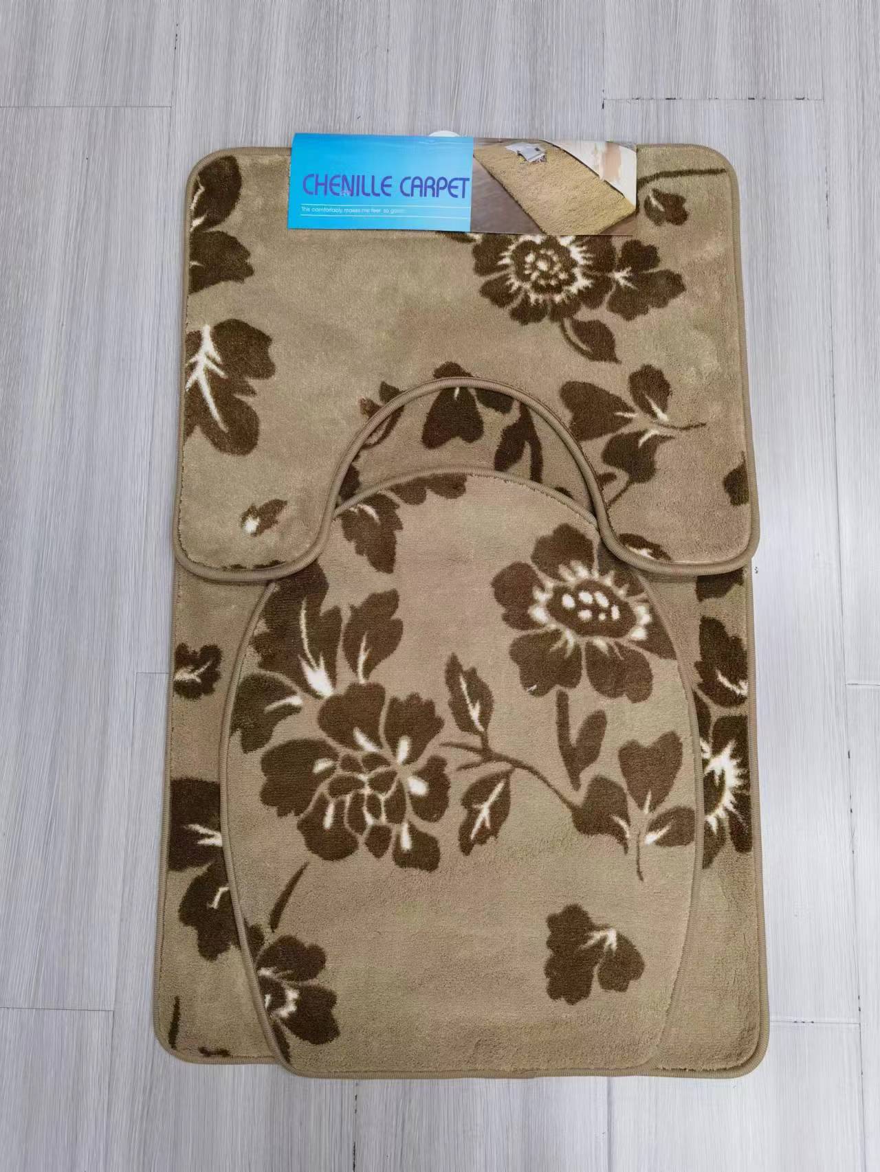 Super fiber large floral toilet 3-piece set, floor mat, foot mat, door mat, carpet, water-absorbing and anti-slip mat, living room blanket. Good product quality. Standard 5 colors, soft and comfortable, good anti-slip effect. Size 50*80cm series full figure