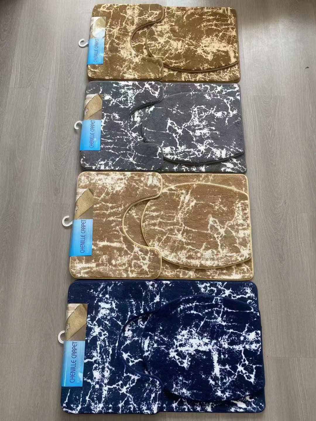 Super fine marble pattern toilet 3-piece set, floor mat, foot mat, door mat, carpet, water-absorbing and anti-slip mat, living room blanket. Good product quality. Standard 4 colors, soft and comfortable, good anti-slip effect. Size 50*80cm series details Picture