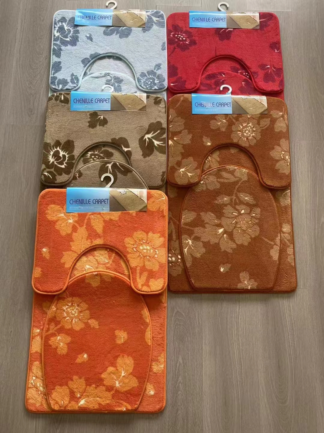 Super fiber large floral toilet 3-piece set, floor mat, foot mat, door mat, carpet, water-absorbing and anti-slip mat, living room blanket. Good product quality. Standard 5 colors, soft and comfortable, good anti-slip effect. Size 50*80cm series Specification drawing
